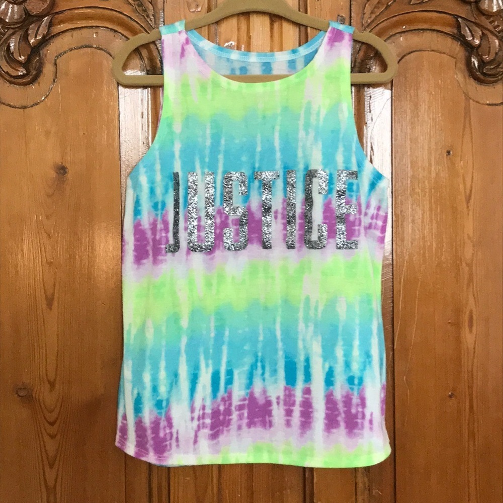 Justice Girls colorful Tie Dye To w/Glitter Logo